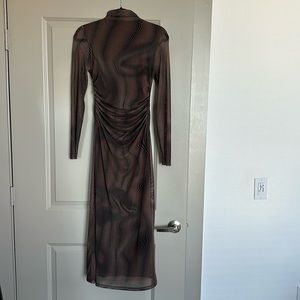 NWT! Zara long sleeve mock neck mesh dress size S